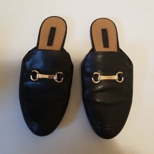 Black loafer slides